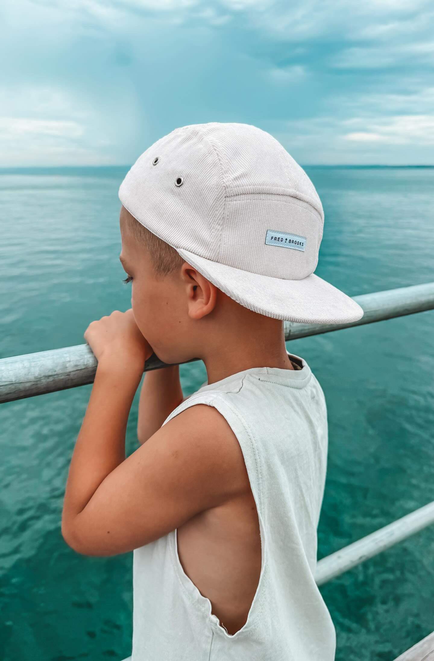 Cream 5 Panel Hat - Kids