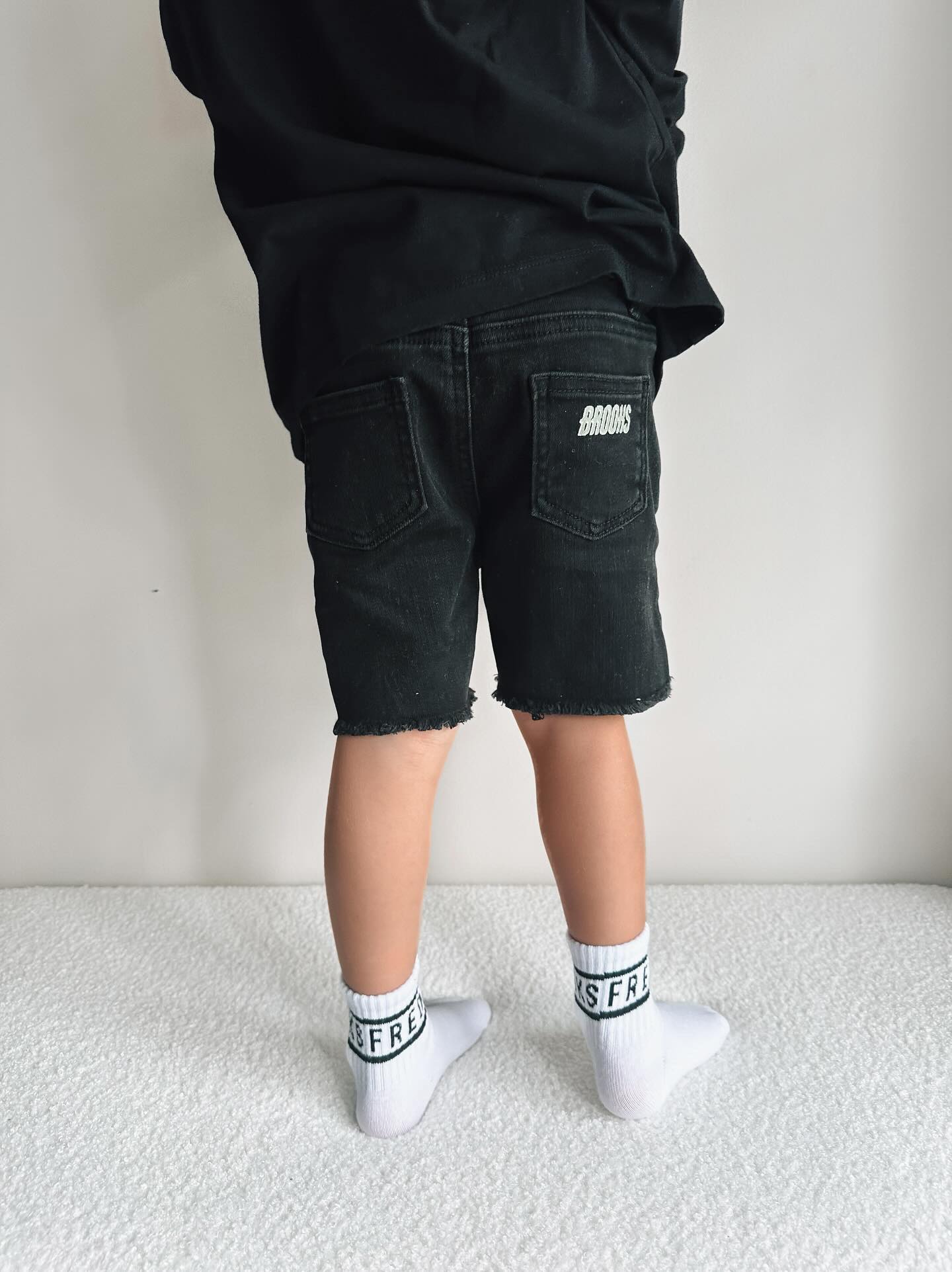 Kids Denim Jeg Shorts - Black Wash