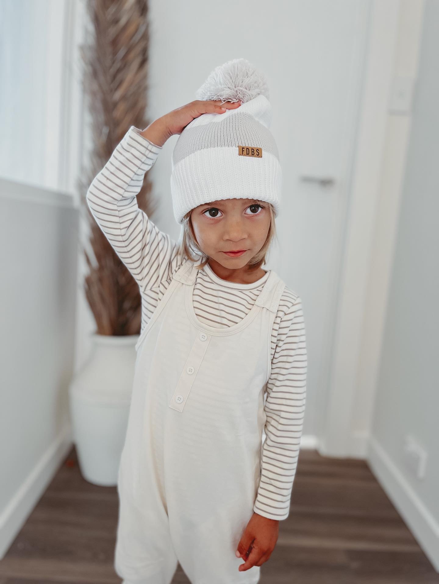 Grey Stripe Elliot Beanie - Kids