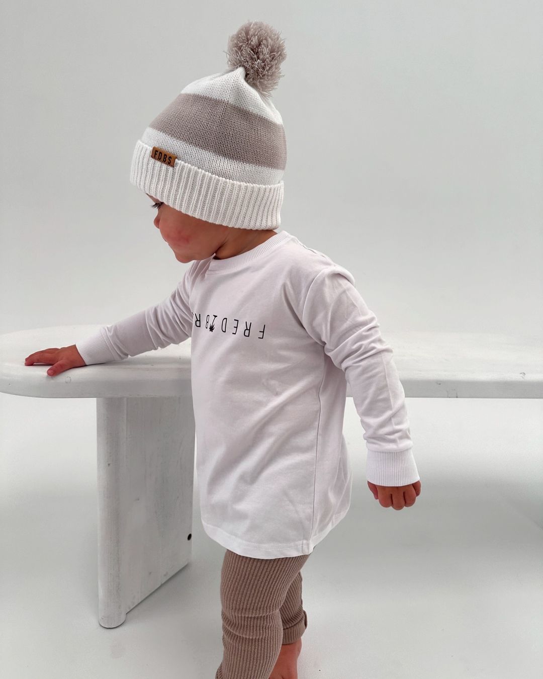 Grey Stripe Elliot Beanie - Kids