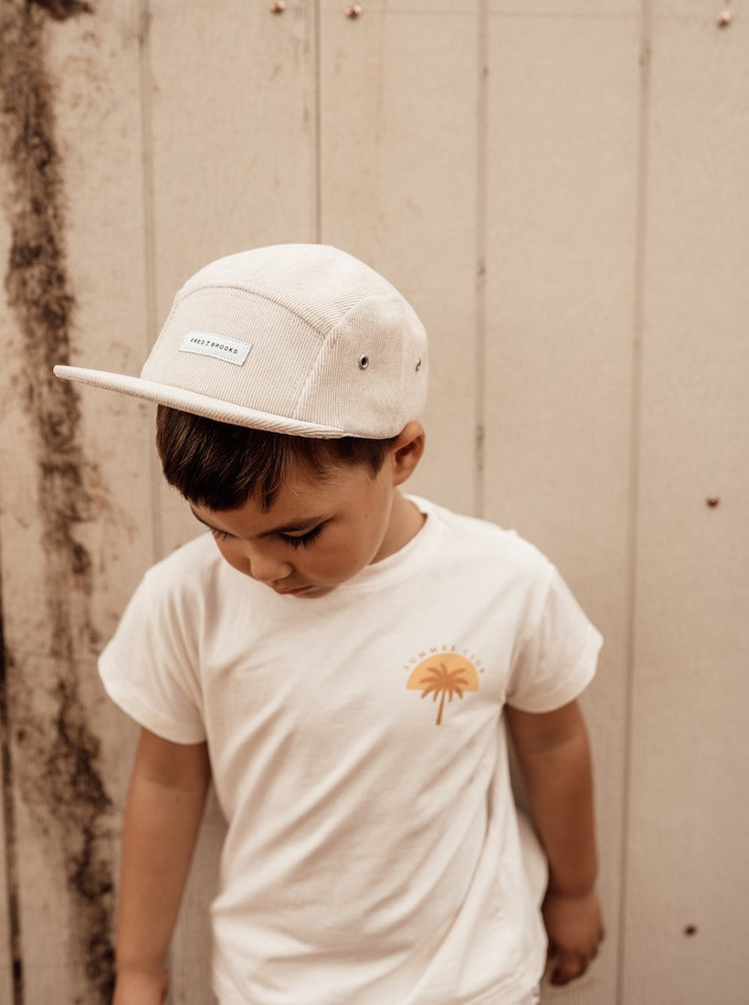 Cream 5 Panel Hat - Kids