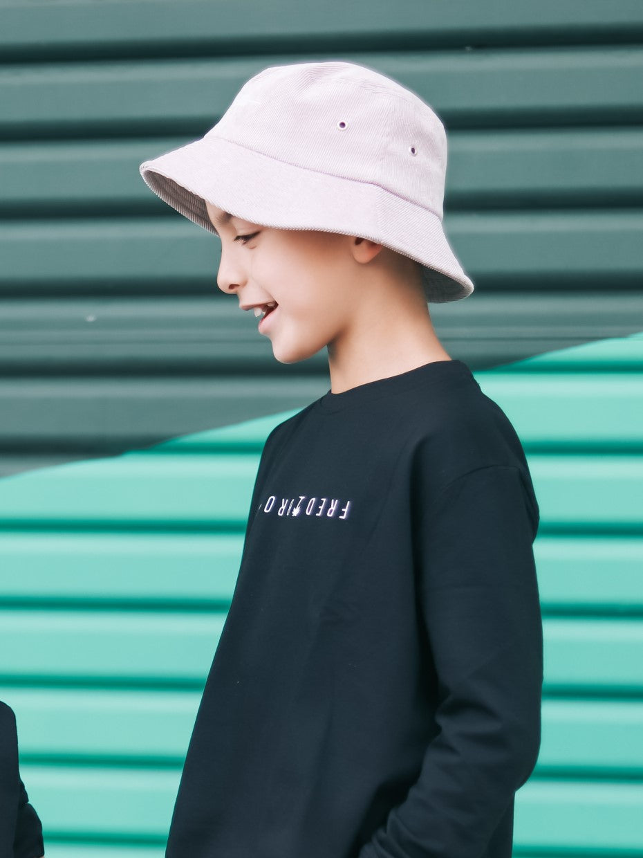 Grey Stone Cord Bucket Hat - Kids