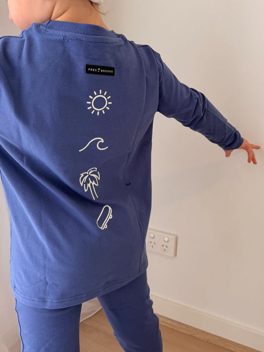Surf & Skate Long Sleeve Top - Steel Blue