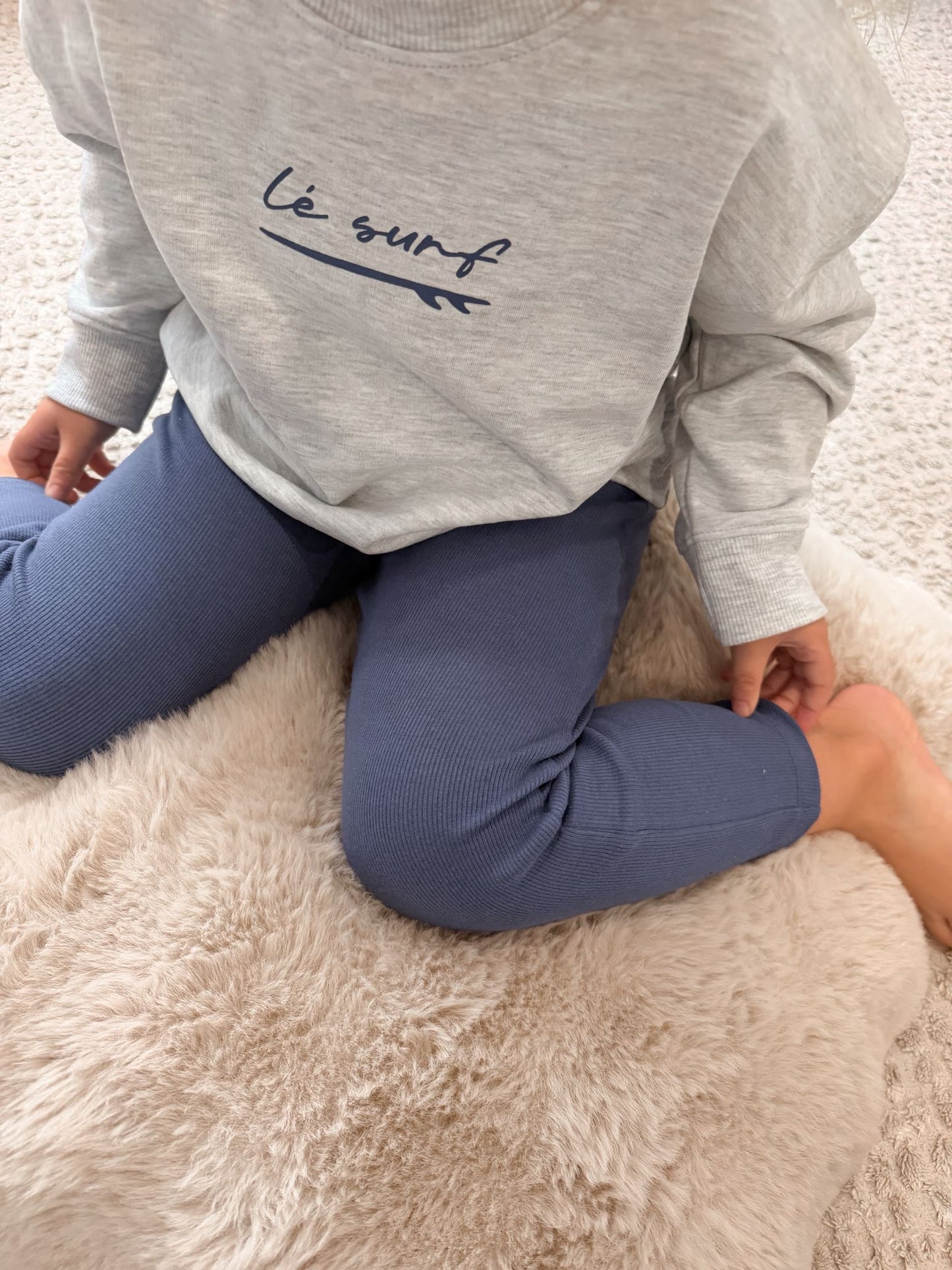 Rib Leggings - Steel Blue