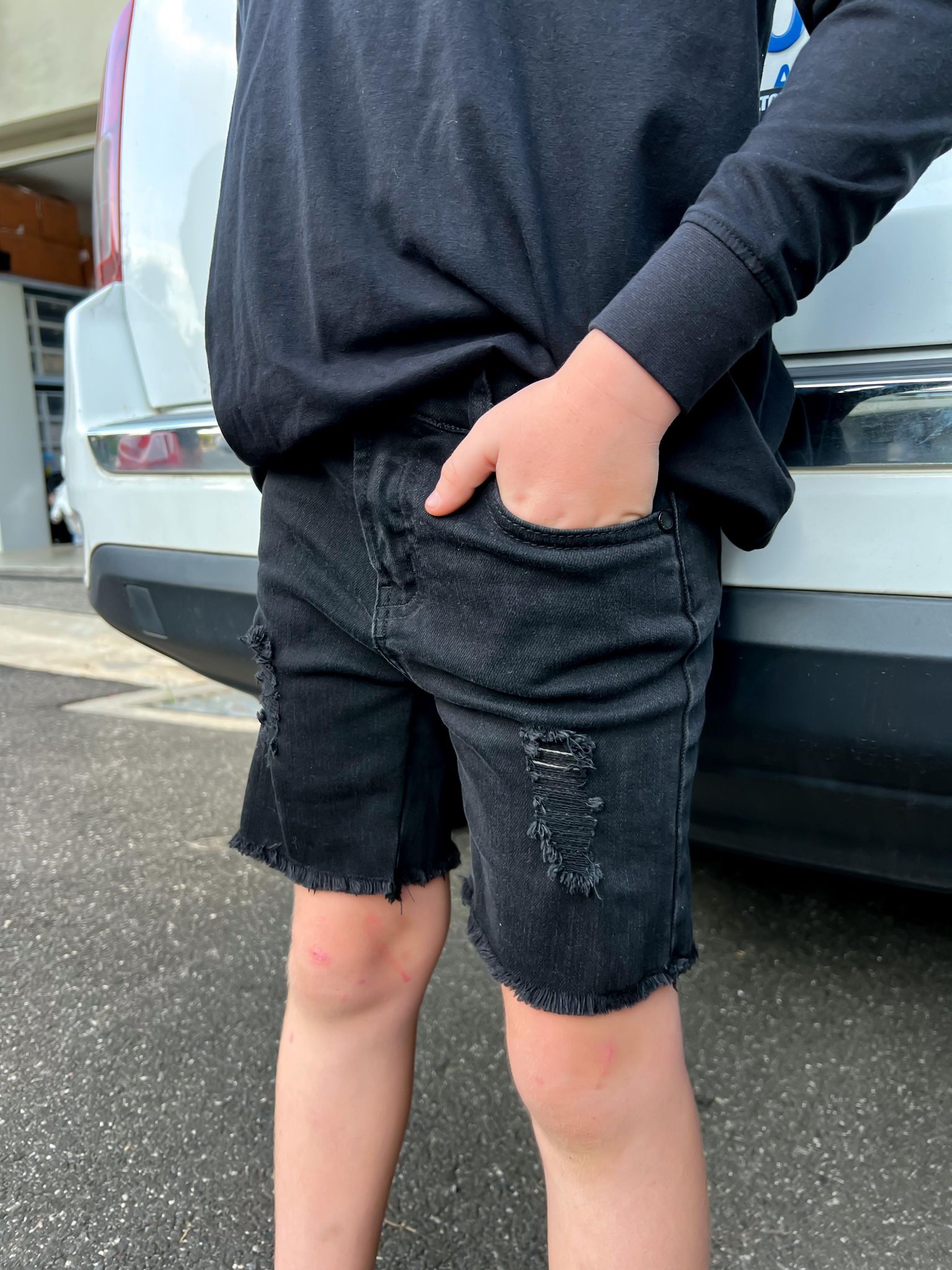 Kids black store jean shorts