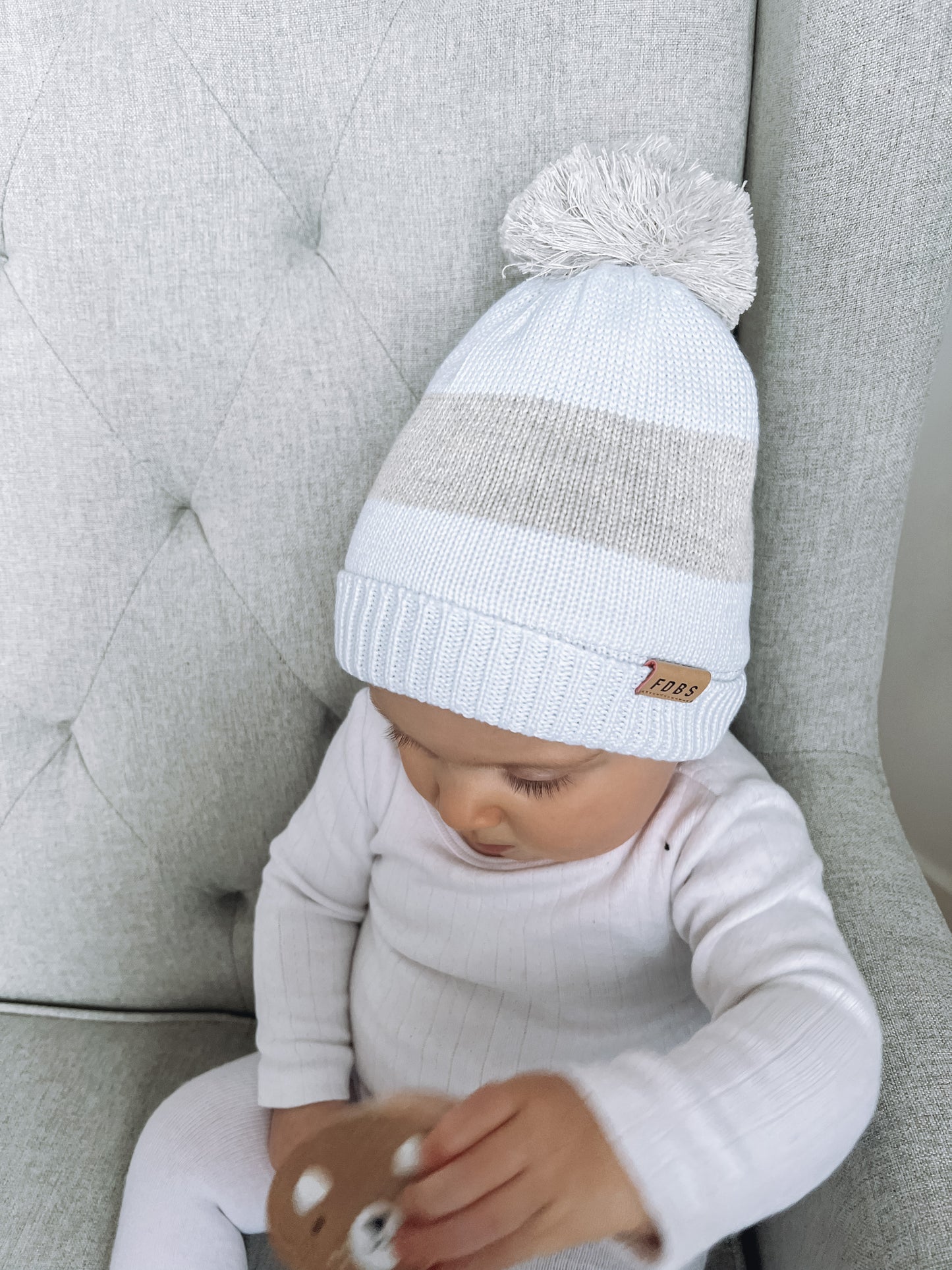 Grey Stripe Elliot Beanie - Baby